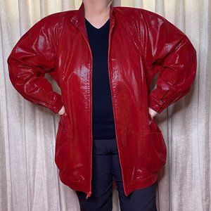 Red Leather Jacket Coat